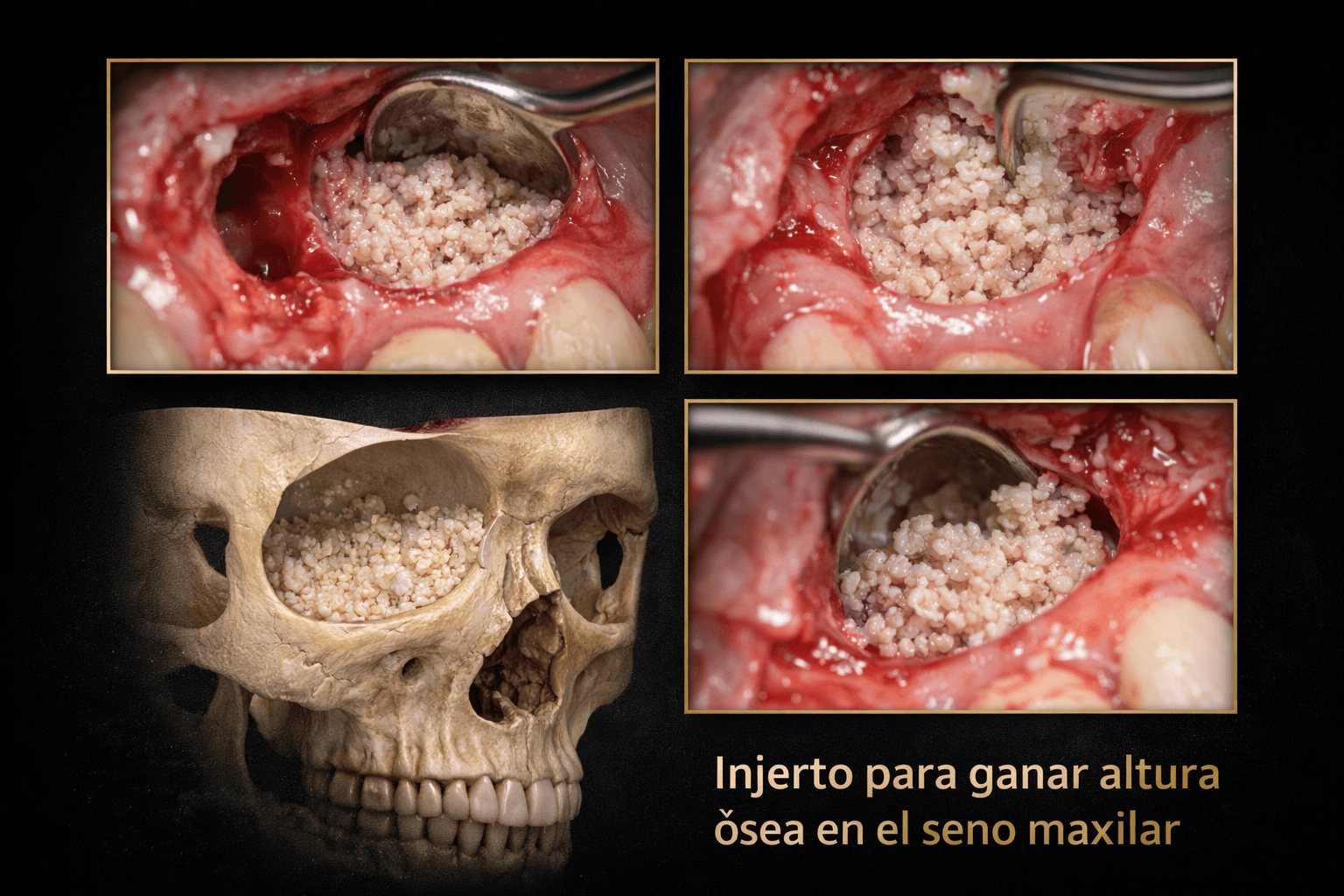 Colocación de biomaterial/injerto en elevación de seno maxilar
