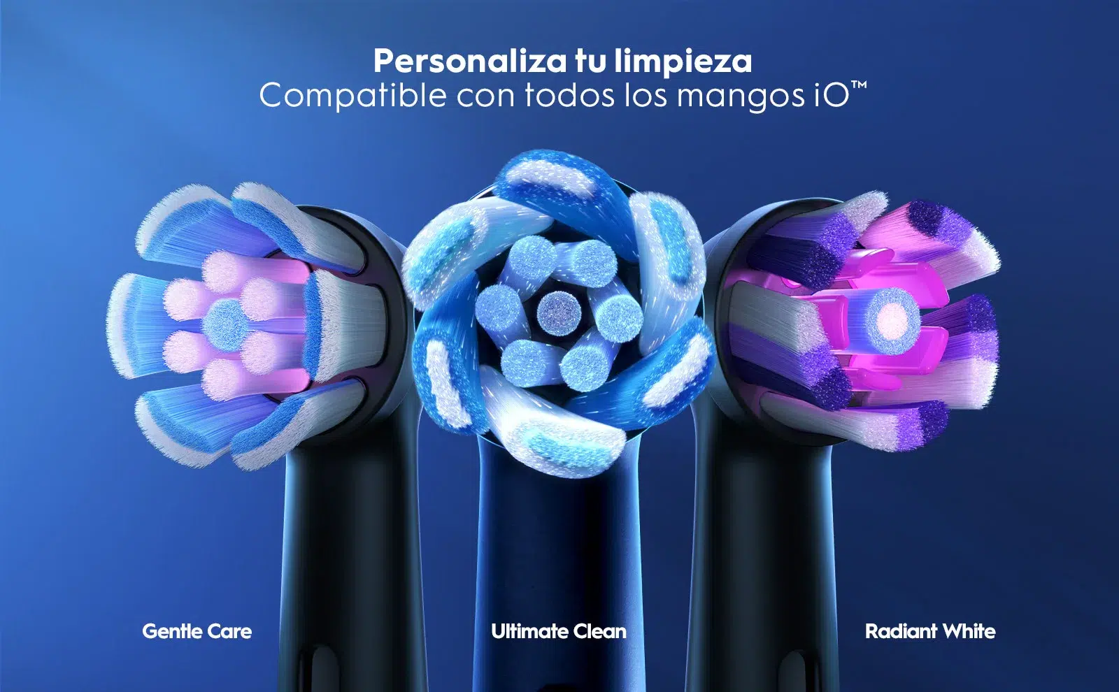 Cabezales Oral-B iO Gentle Care, Ultimate Clean y Radiant White