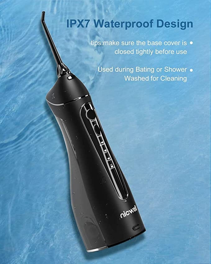 Detalle del irrigador dental Nicwell negro