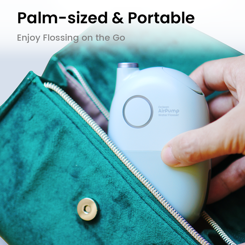Oclean AirPump A10 guardado en una bolsa de viaje